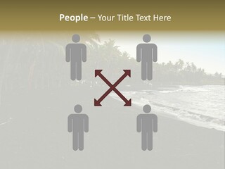 A Black Beach With Palm Trees And Water PowerPoint Template