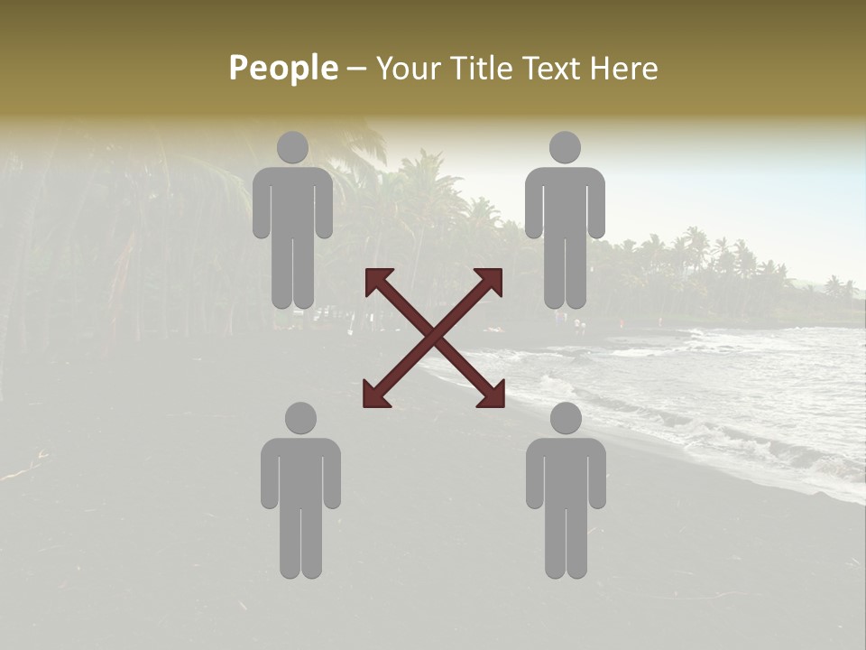 A Black Beach With Palm Trees And Water PowerPoint Template