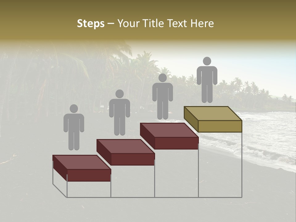 A Black Beach With Palm Trees And Water PowerPoint Template