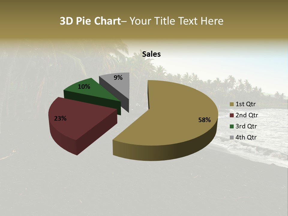 A Black Beach With Palm Trees And Water PowerPoint Template