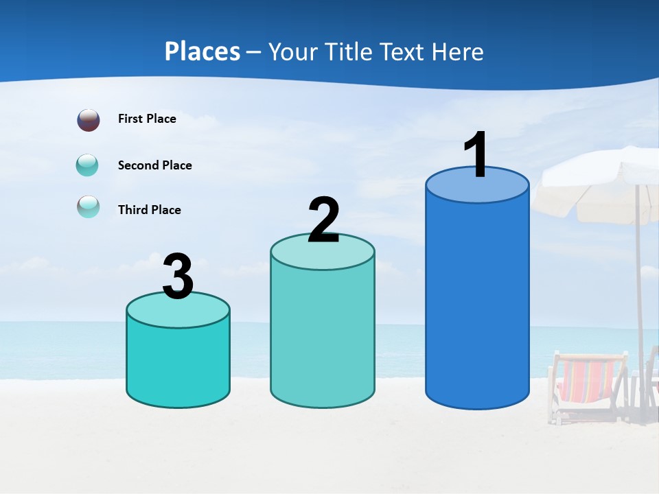 Two Chairs Under An Umbrella On A Beach PowerPoint Template