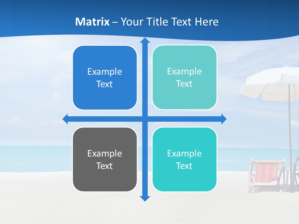 Two Chairs Under An Umbrella On A Beach PowerPoint Template