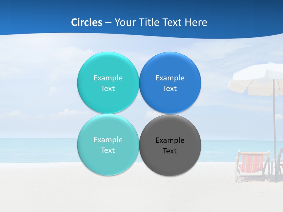 Two Chairs Under An Umbrella On A Beach PowerPoint Template