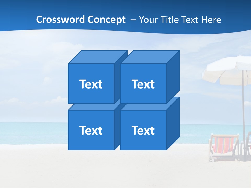 Two Chairs Under An Umbrella On A Beach PowerPoint Template