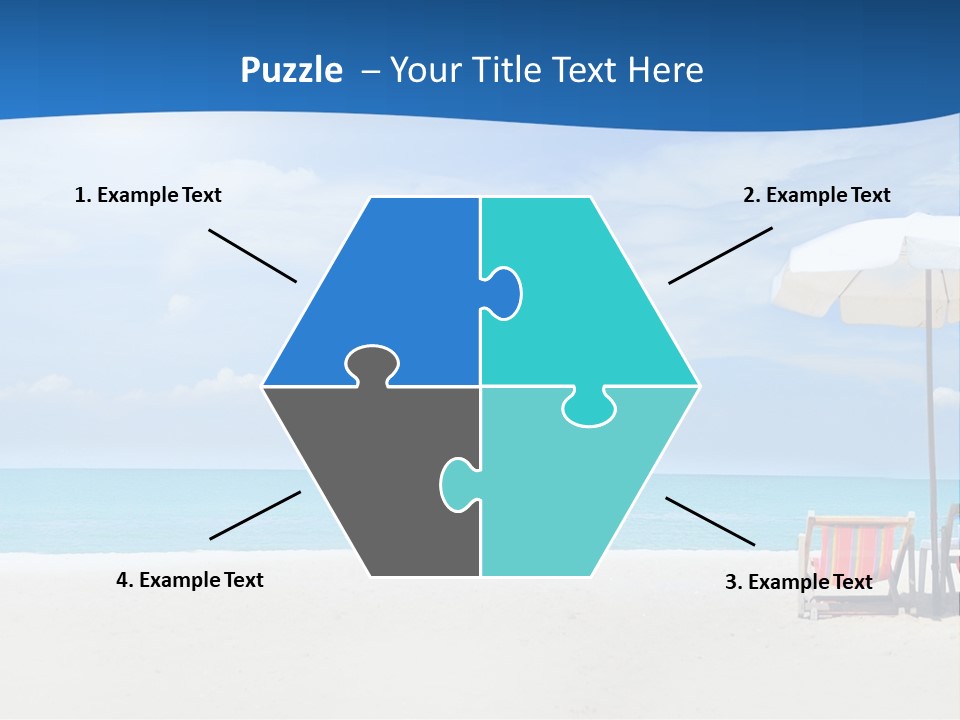 Two Chairs Under An Umbrella On A Beach PowerPoint Template