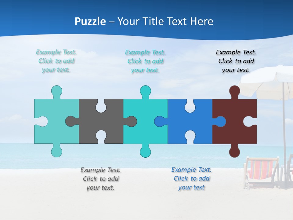 Two Chairs Under An Umbrella On A Beach PowerPoint Template