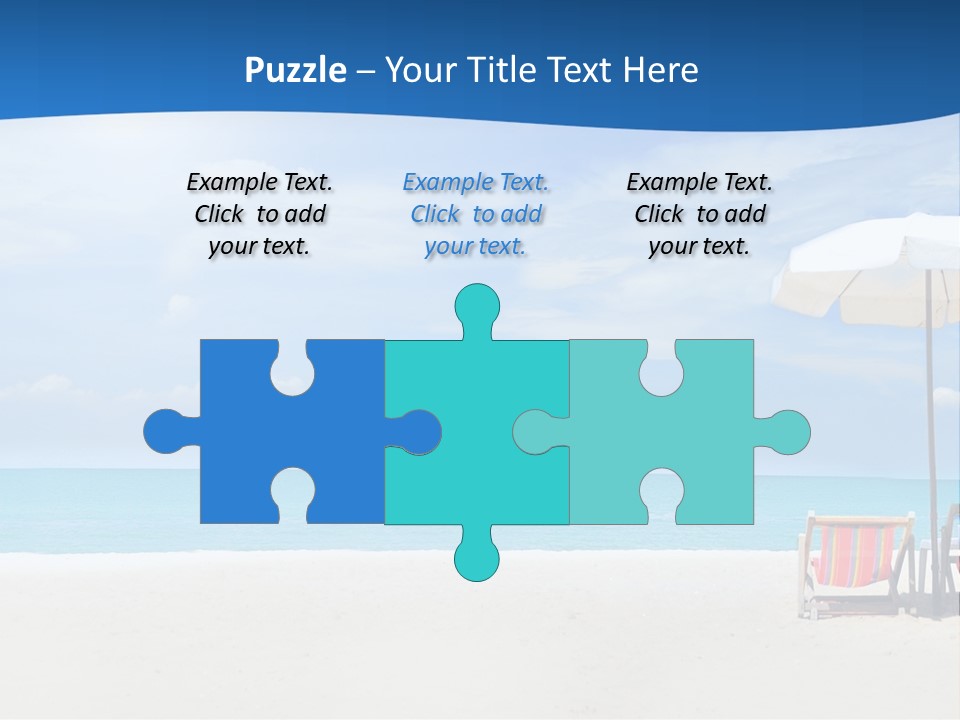 Two Chairs Under An Umbrella On A Beach PowerPoint Template