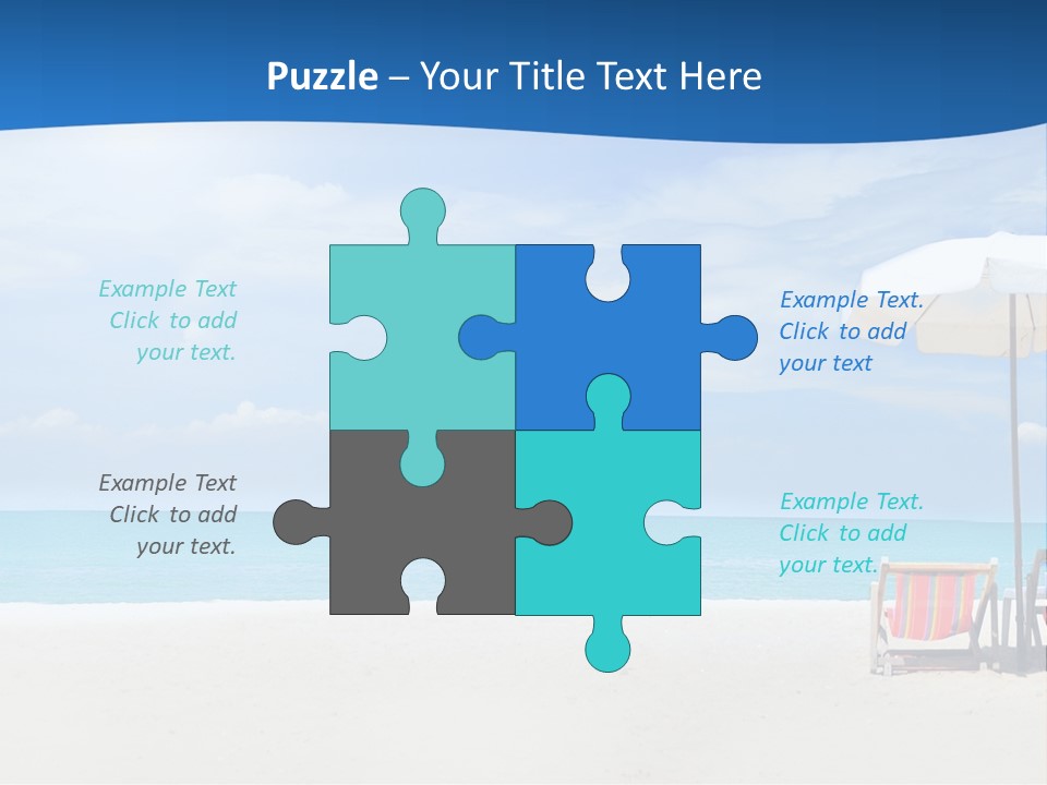 Two Chairs Under An Umbrella On A Beach PowerPoint Template