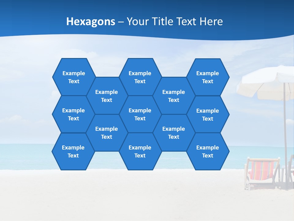 Two Chairs Under An Umbrella On A Beach PowerPoint Template