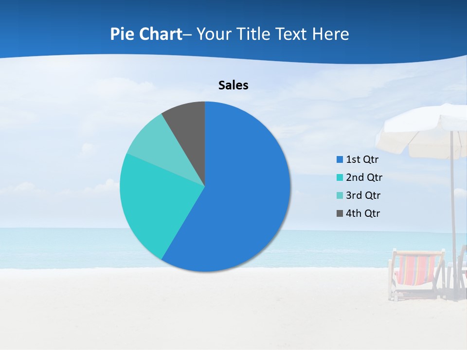 Two Chairs Under An Umbrella On A Beach PowerPoint Template