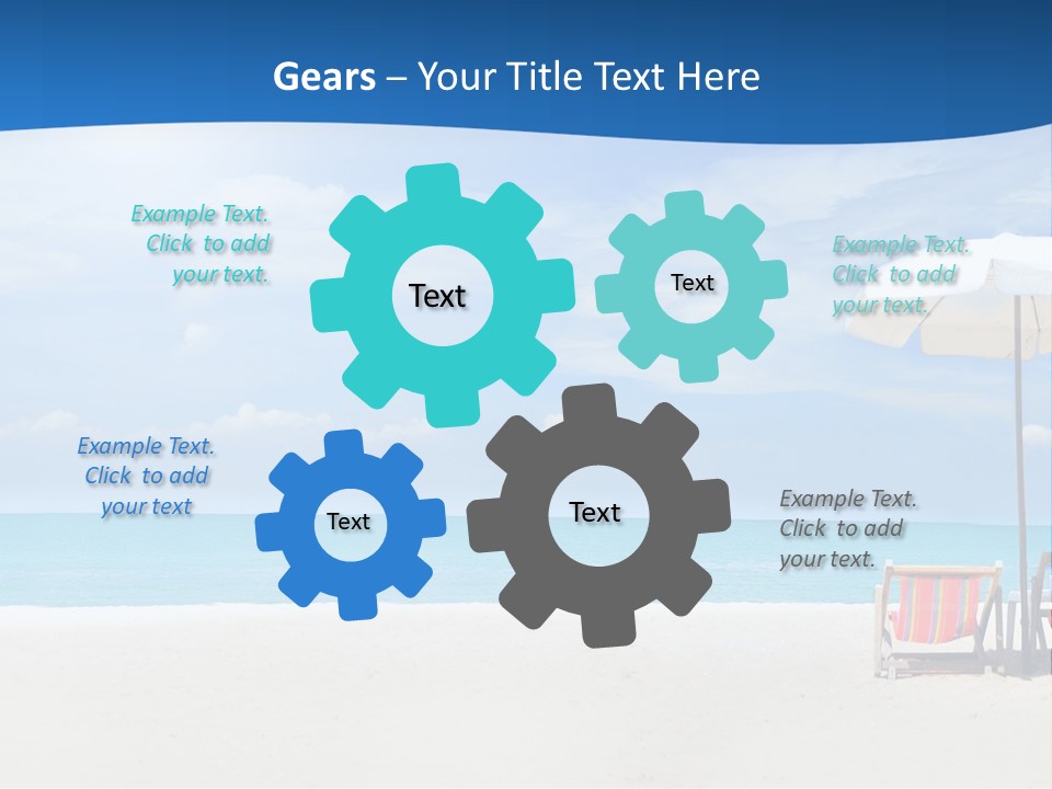 Two Chairs Under An Umbrella On A Beach PowerPoint Template