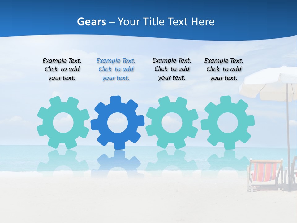 Two Chairs Under An Umbrella On A Beach PowerPoint Template