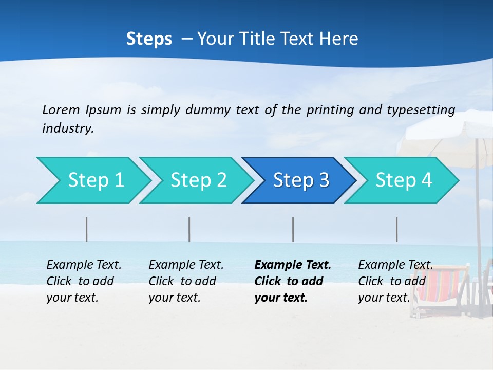 Two Chairs Under An Umbrella On A Beach PowerPoint Template