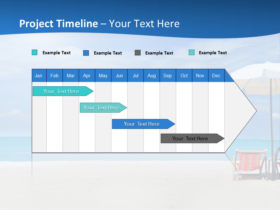 Two Chairs Under An Umbrella On A Beach PowerPoint Template