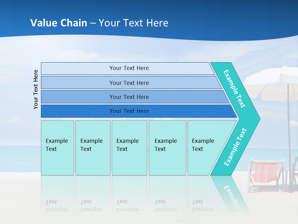 Two Chairs Under An Umbrella On A Beach PowerPoint Template
