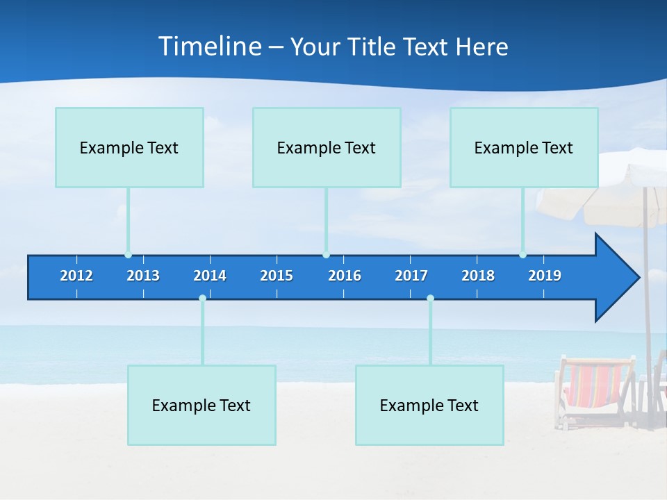 Two Chairs Under An Umbrella On A Beach PowerPoint Template
