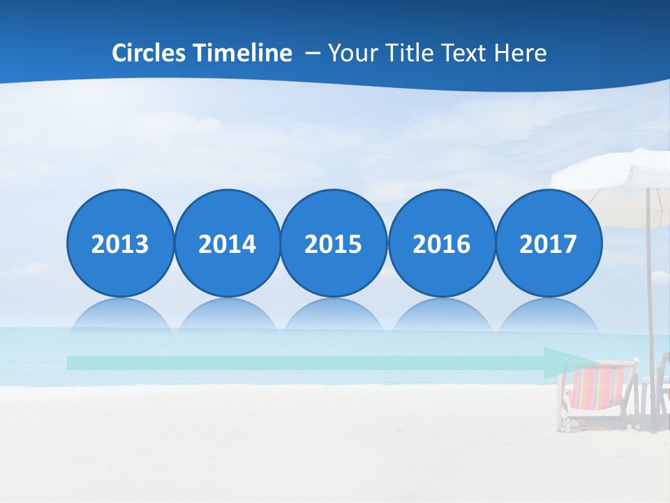 Two Chairs Under An Umbrella On A Beach PowerPoint Template