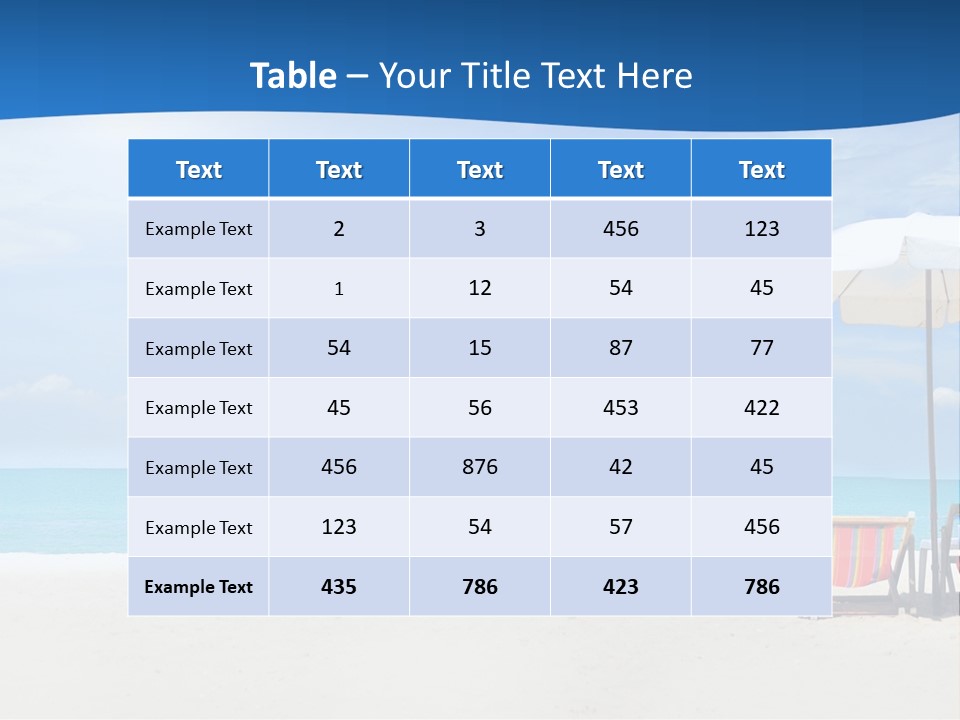 Two Chairs Under An Umbrella On A Beach PowerPoint Template