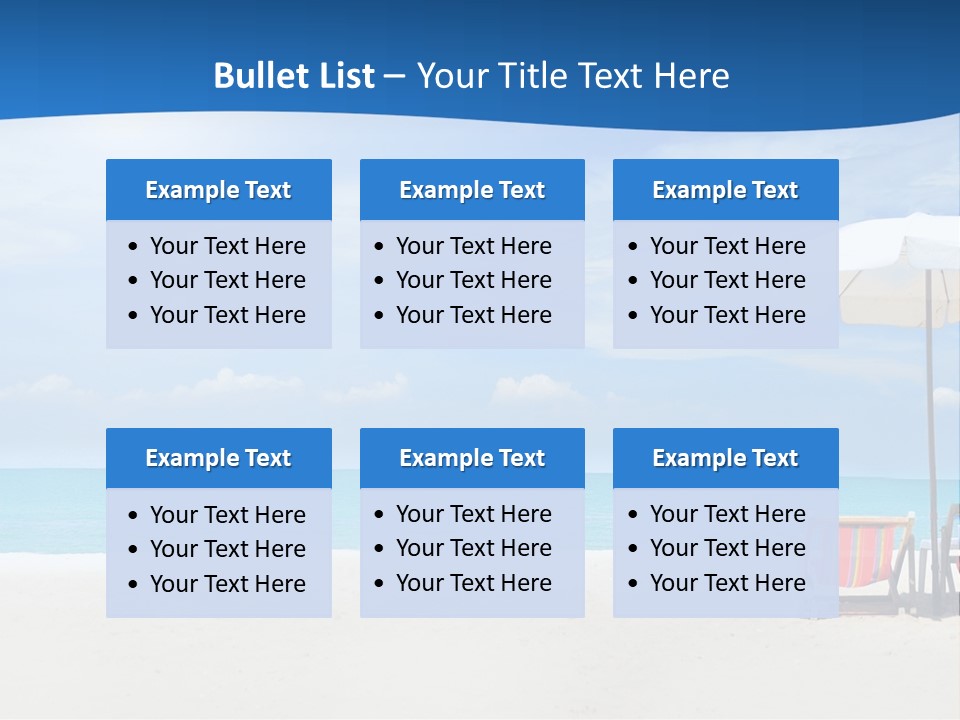 Two Chairs Under An Umbrella On A Beach PowerPoint Template