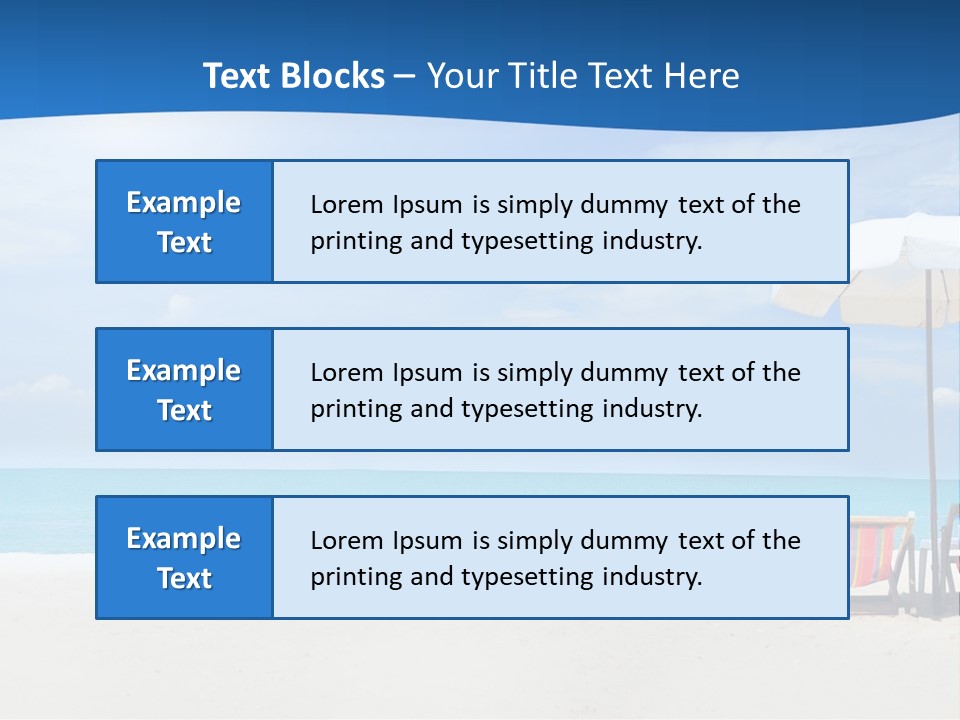 Two Chairs Under An Umbrella On A Beach PowerPoint Template