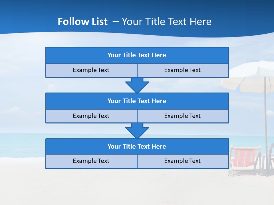 Two Chairs Under An Umbrella On A Beach PowerPoint Template