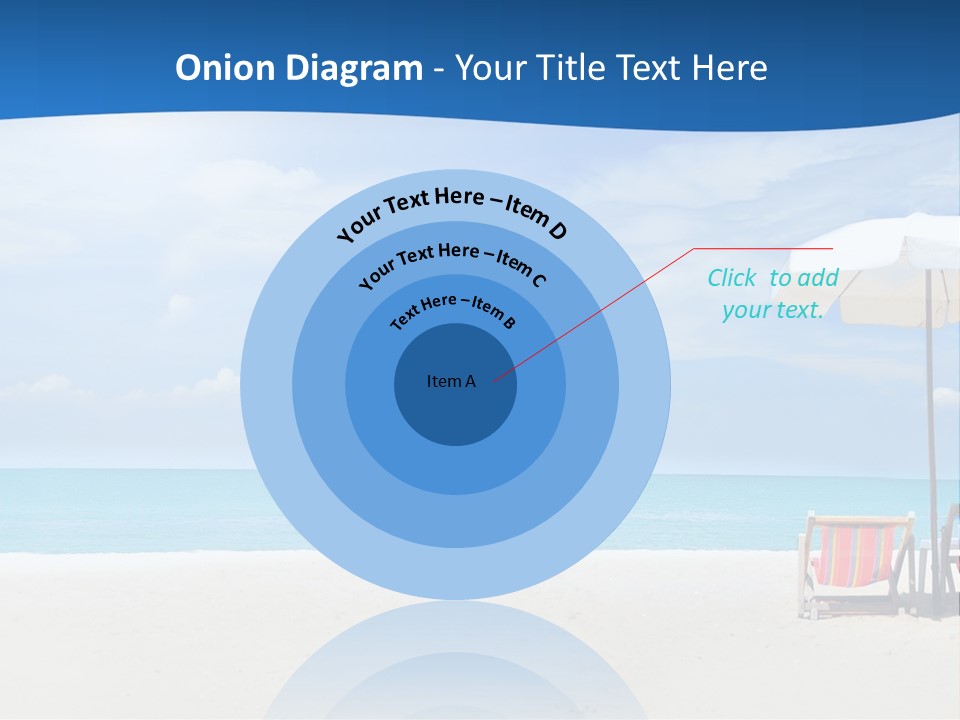 Two Chairs Under An Umbrella On A Beach PowerPoint Template