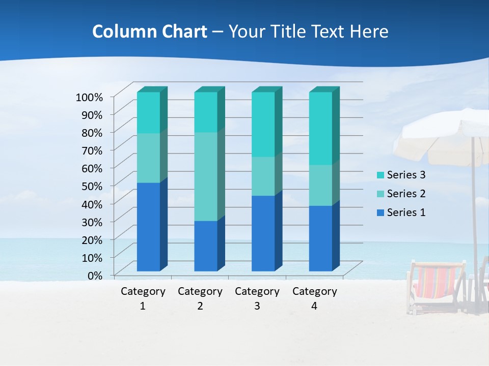 Two Chairs Under An Umbrella On A Beach PowerPoint Template