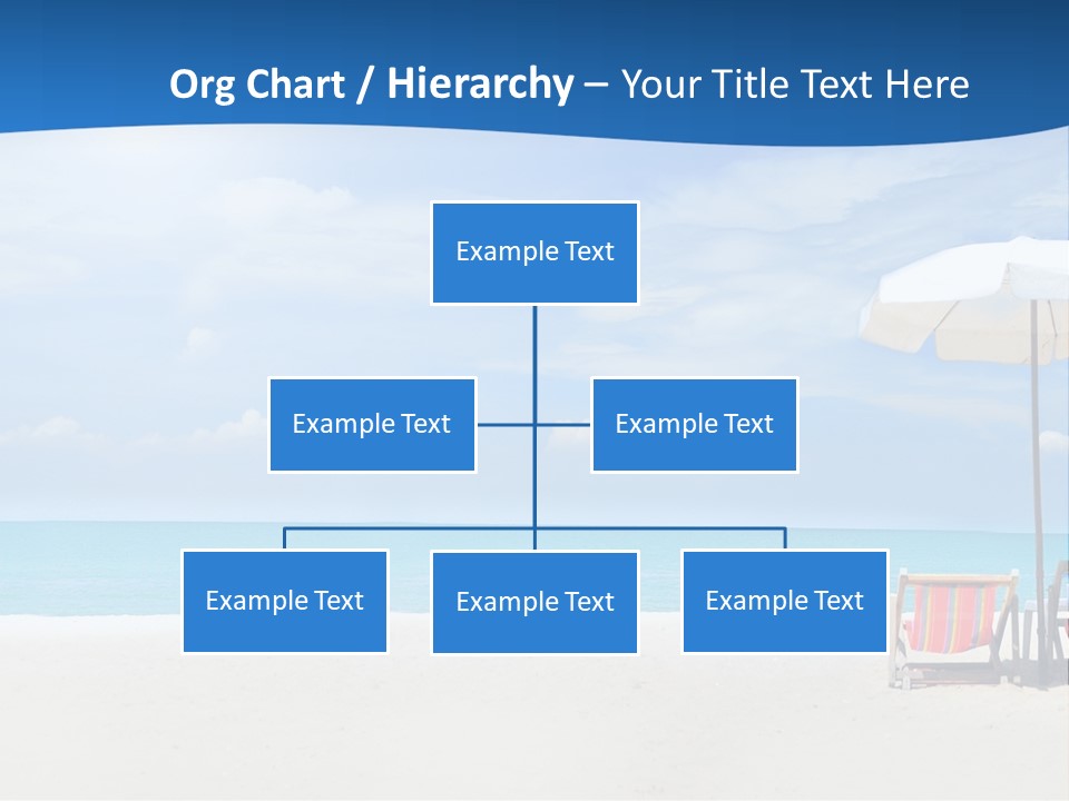 Two Chairs Under An Umbrella On A Beach PowerPoint Template