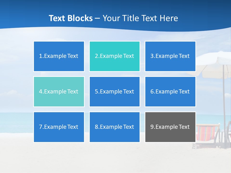 Two Chairs Under An Umbrella On A Beach PowerPoint Template