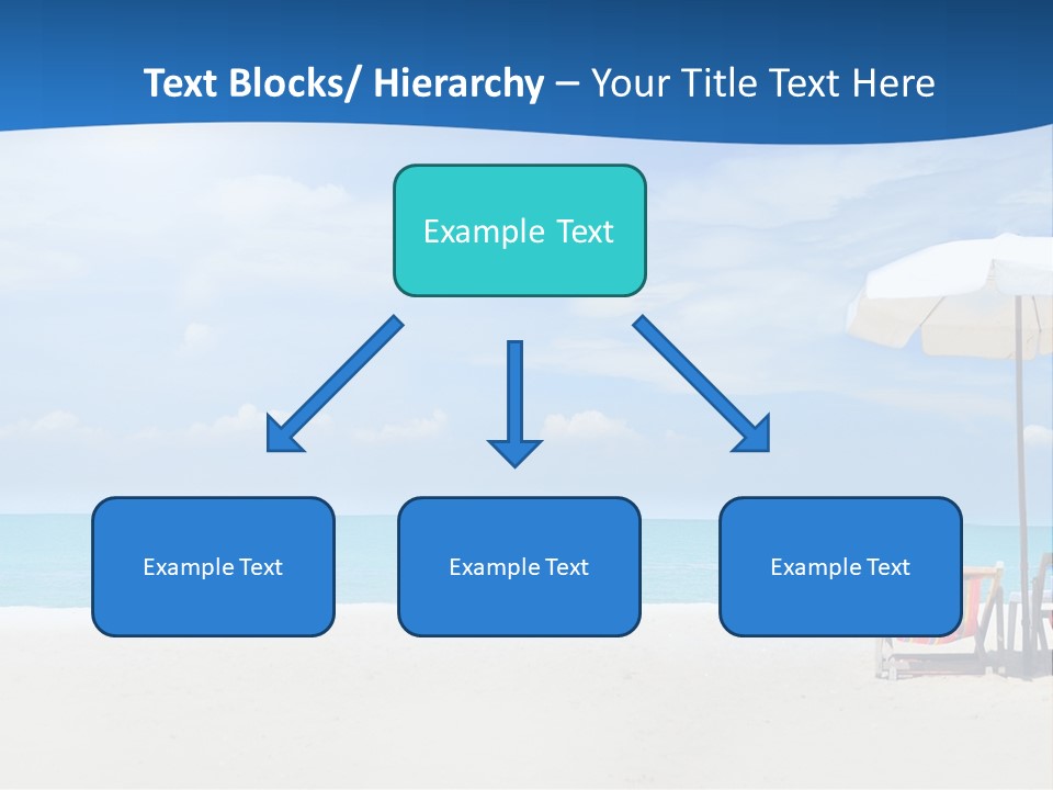 Two Chairs Under An Umbrella On A Beach PowerPoint Template