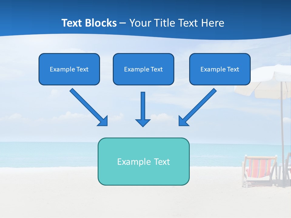 Two Chairs Under An Umbrella On A Beach PowerPoint Template