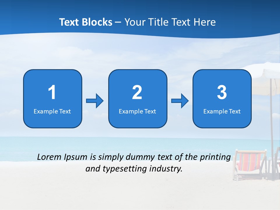 Two Chairs Under An Umbrella On A Beach PowerPoint Template