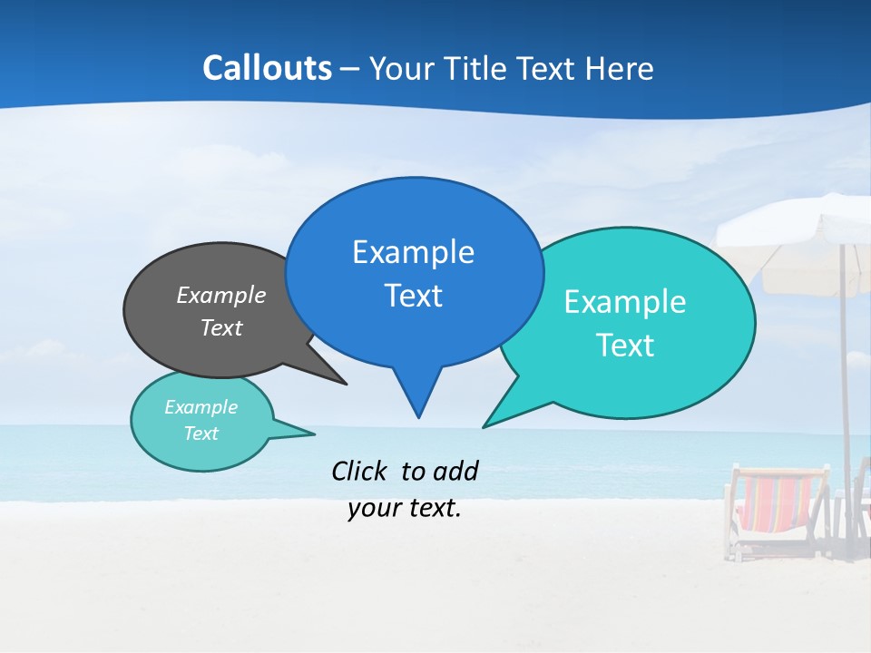 Two Chairs Under An Umbrella On A Beach PowerPoint Template