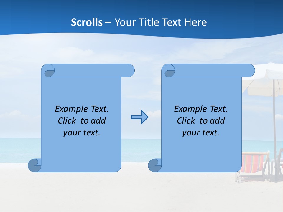 Two Chairs Under An Umbrella On A Beach PowerPoint Template