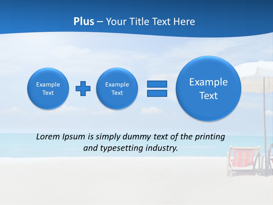 Two Chairs Under An Umbrella On A Beach PowerPoint Template