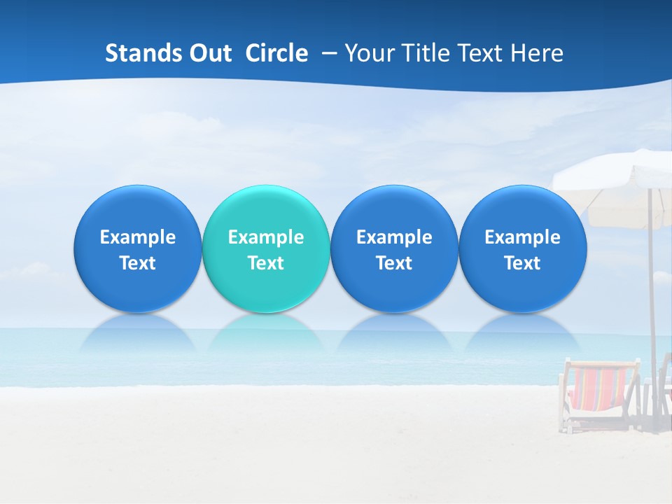 Two Chairs Under An Umbrella On A Beach PowerPoint Template