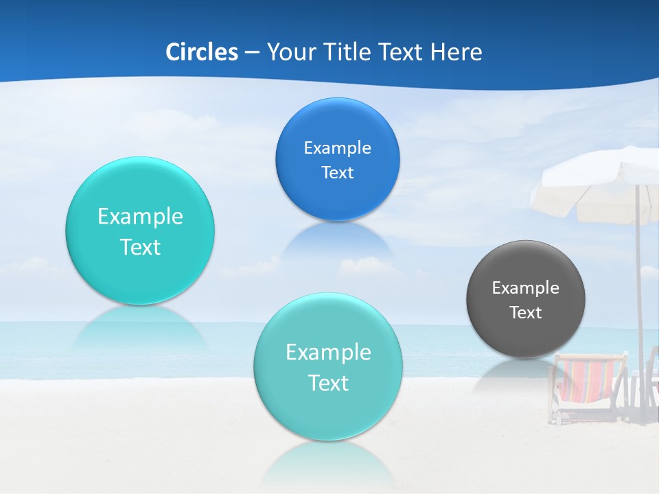 Two Chairs Under An Umbrella On A Beach PowerPoint Template