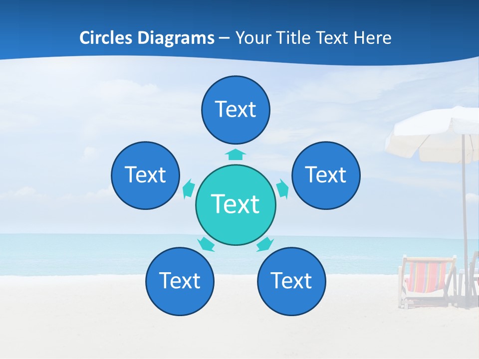 Two Chairs Under An Umbrella On A Beach PowerPoint Template