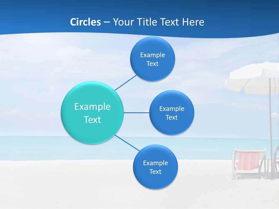Two Chairs Under An Umbrella On A Beach PowerPoint Template