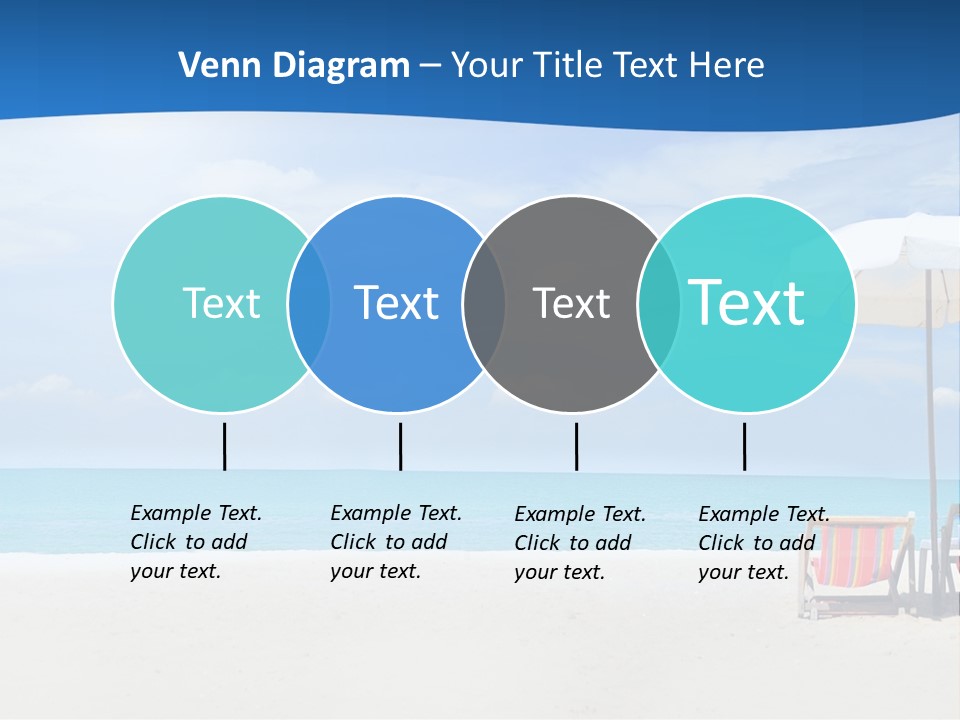 Two Chairs Under An Umbrella On A Beach PowerPoint Template