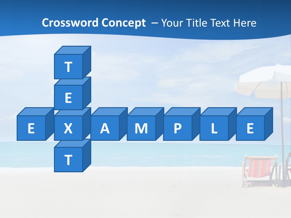 Two Chairs Under An Umbrella On A Beach PowerPoint Template