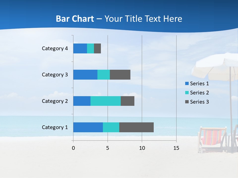 Two Chairs Under An Umbrella On A Beach PowerPoint Template