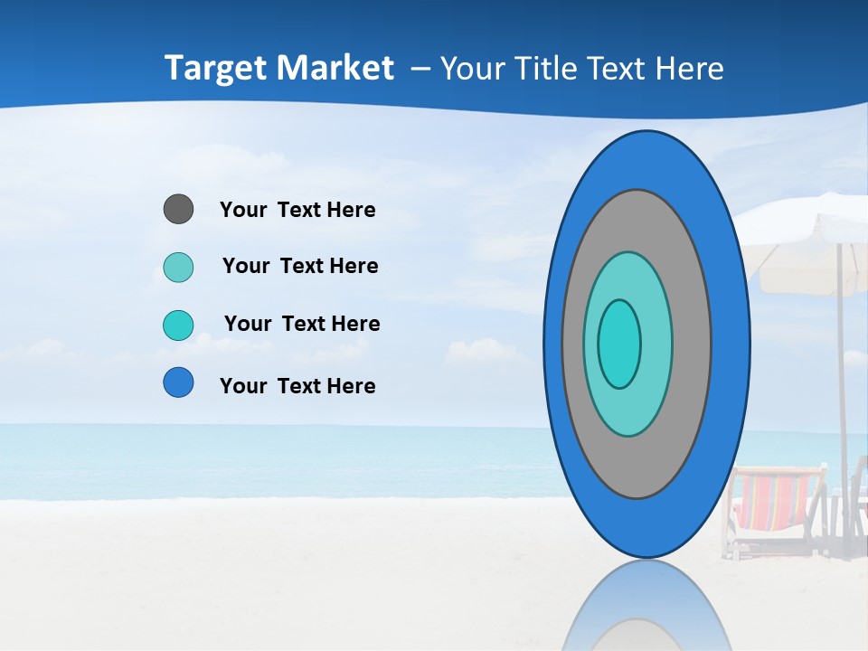 Two Chairs Under An Umbrella On A Beach PowerPoint Template