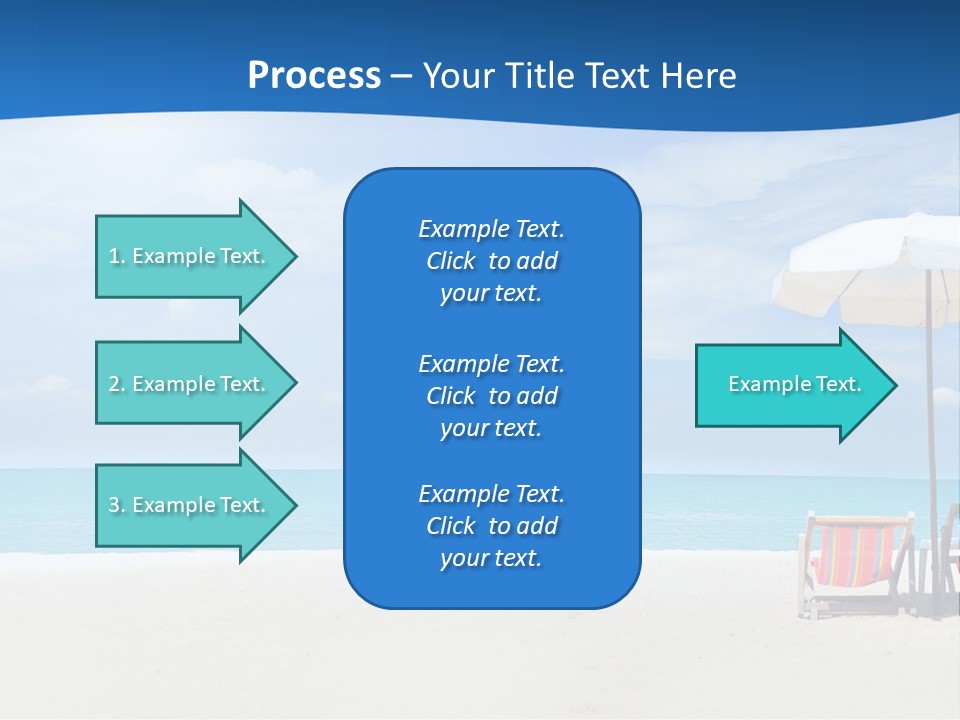 Two Chairs Under An Umbrella On A Beach PowerPoint Template