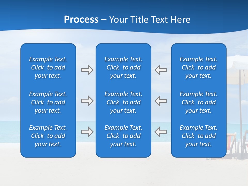 Two Chairs Under An Umbrella On A Beach PowerPoint Template
