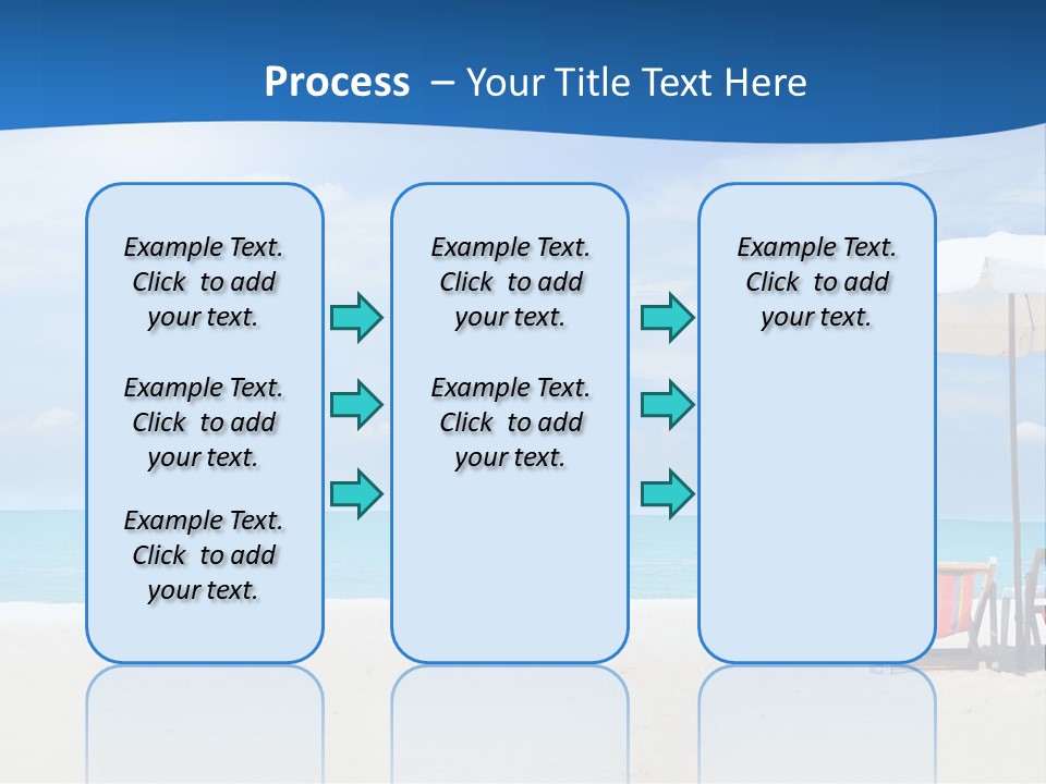 Two Chairs Under An Umbrella On A Beach PowerPoint Template