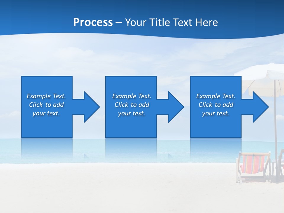 Two Chairs Under An Umbrella On A Beach PowerPoint Template