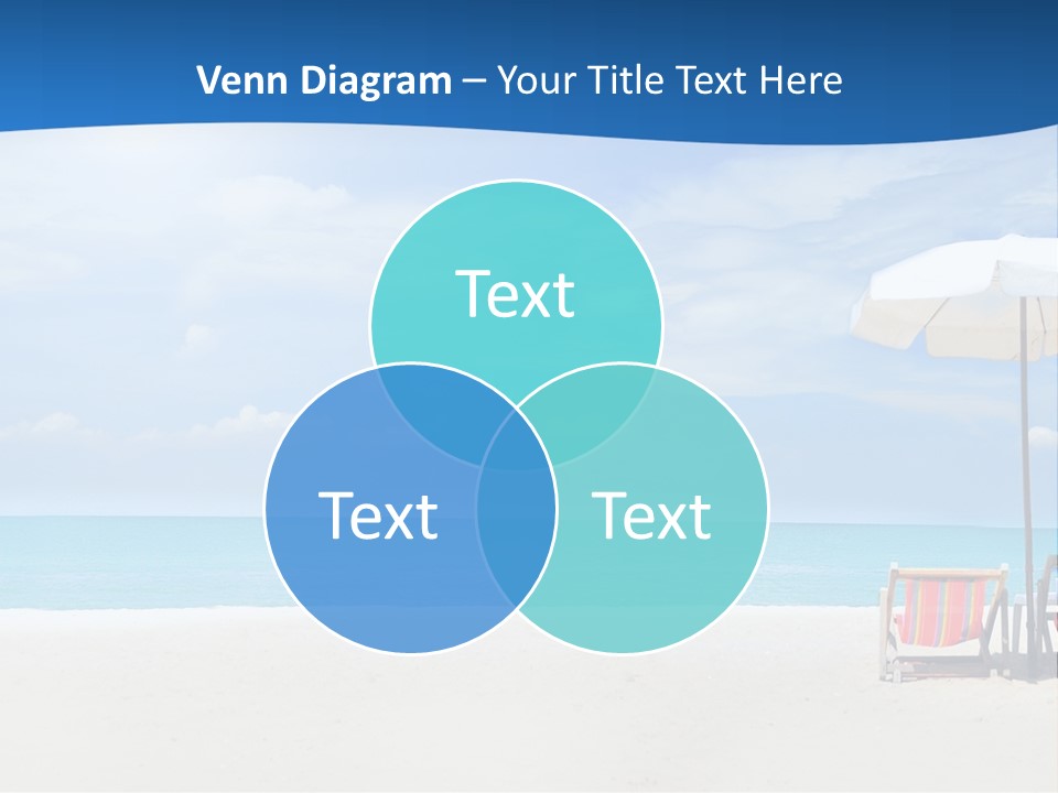 Two Chairs Under An Umbrella On A Beach PowerPoint Template