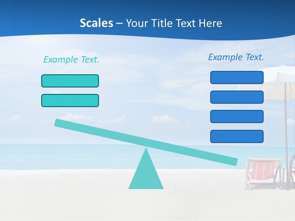 Two Chairs Under An Umbrella On A Beach PowerPoint Template