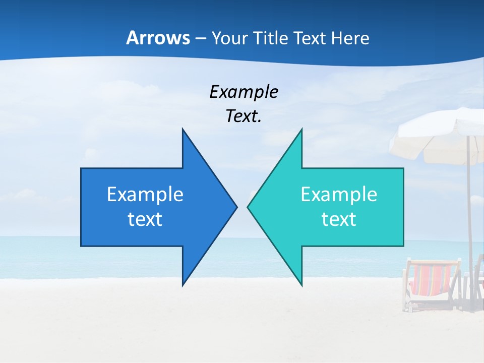 Two Chairs Under An Umbrella On A Beach PowerPoint Template